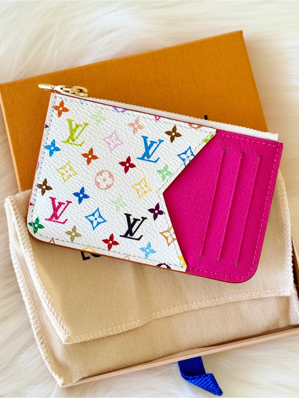 LOUIS VUITTON TM MURAKAMI MULITCOLORE MONOGRAM ROMY CARD HOLDER WALLET HTF